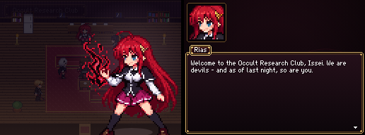 Rias Gremory in the Occult Research Club telling Issei that they are devils